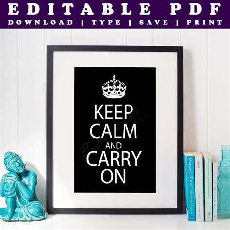 Custom Keep Calm Poster Black Editable Printable Pdf Posters