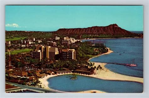 Honolulu Hi Hawaii Hilton Hawaiian Village Aerial Scenic View Vintage