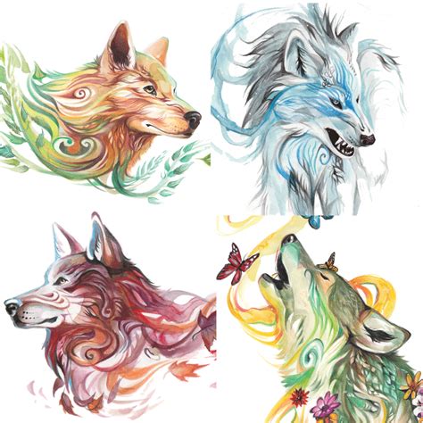 Season Wolves Print Pack Creature Art Animal Drawings Animal Art