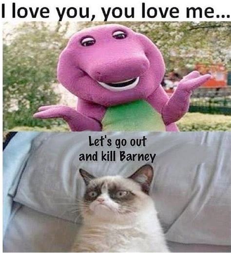Kill Barney Grumpy Cat Quotes Funny Grumpy Cat Memes Cat Jokes Funny