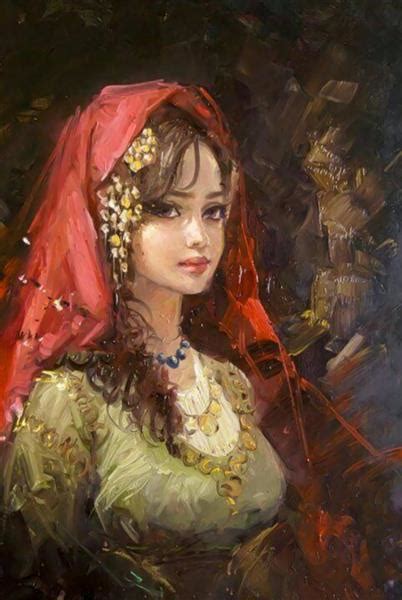 نقاشی دختری با روسری طلایی اثر رمزی تاسکیران 1588686