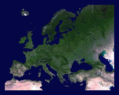 Large Detailed Satellite Map Of Europe Europe Mapsland Maps Of Images