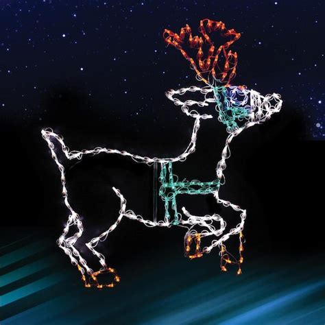 Holidynamics Holiday Lighting Solutions 42 In Led Reindeer Prancing Metal Framed Holiday Decor