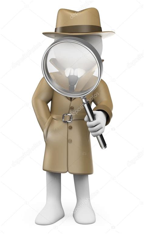 3d White People Detective Private Investigator — Stock Photo © Real