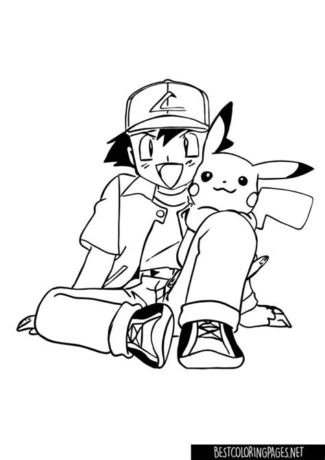 Coloring Page Ash And Pikachu Free Printable Coloring Pages