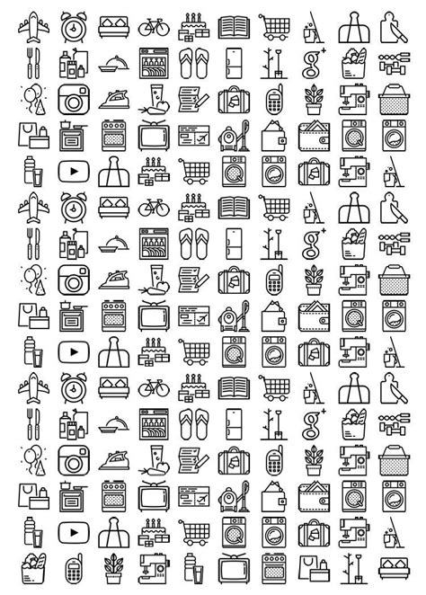 Icon Stickers And Doodles And Symbols For Minibook Planner Рисунки