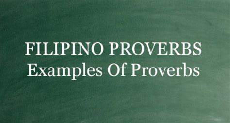 Filipino Proverbs Examples Of Words Of Wisdom