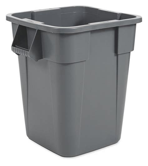 RUBBERMAID COMMERCIAL PRODUCTS 40 Gal Square Trash Can Plastic Gray