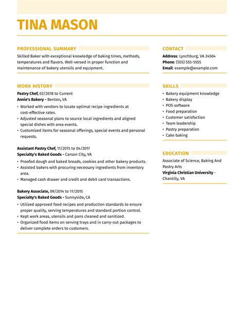 Pastry Chef Resume Examples Culinary Livecareer