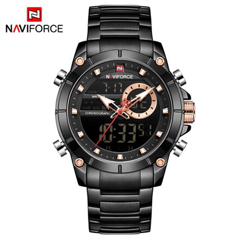 2022 naviforce nf 9163 bb crni analogno digitalni sat za muškarce sa kalendarom naviforce