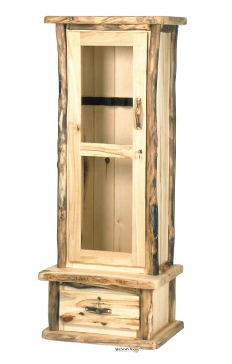 We offer log gun cabinets and other rustic gun cabinets made from aspen, cedar, hickory and pine. Gun Cabinet - Mountain Woods Furniture Product Gallery