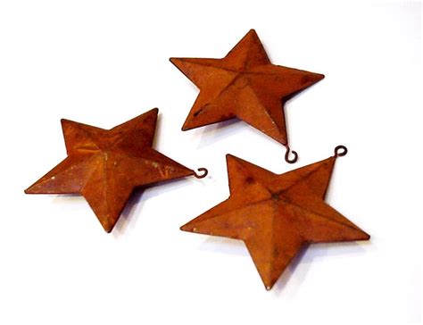 Primitive Rusty Stars Rustic 3 Dimensional Metal Star
