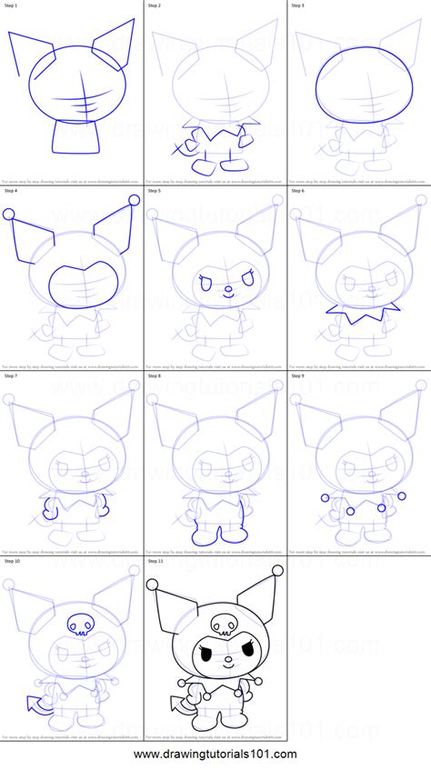 Follow the step by step tutorials and start making your star drawings in no time. How to Draw Kuromi from Hello Kitty printable step by step drawing sheet : DrawingTutorials101.com