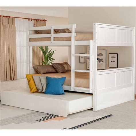 Virubi Full Over Full Bunk Bed With Twin Size Trundle Bed