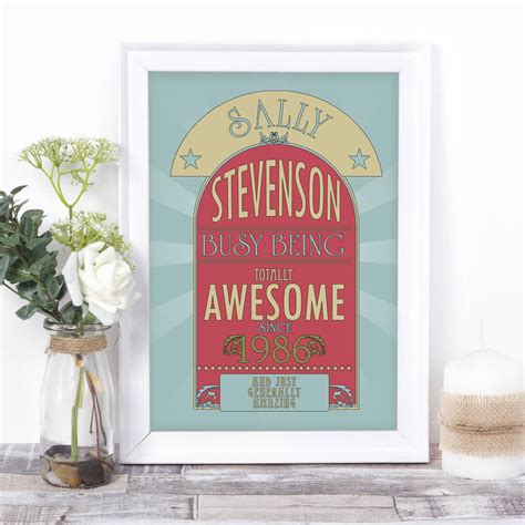 Personalised Awesome Birthday Print By Tea One Sugar