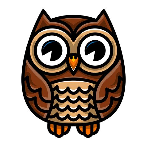 Cute Cartoon Owl Bird With Big Eyes In Sitting Position 540436 Vector