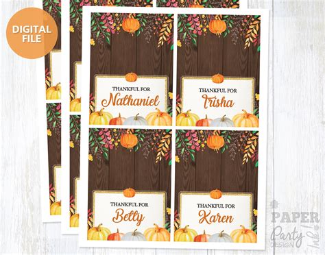 Thanksgiving Printable Name Cards Fall Printable Place Cards Etsy
