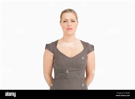 Woman Standing With Her Arms Behind Her Back Stock Photo Alamy