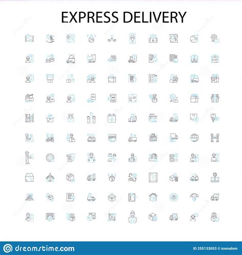 Express Delivery Icons Signs Outline Symbols Concept Linear