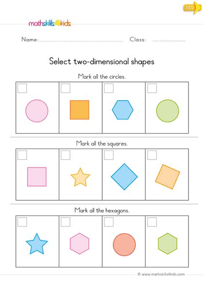 Two-dimensional Shapes Worksheets for Kindergarten | Identifying 2D