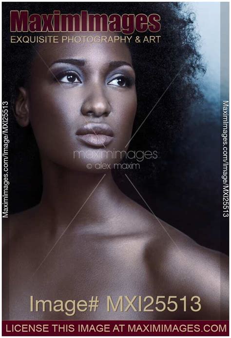 Stock Photo Beauty Portrait Of Black Woman With Metallic Skin