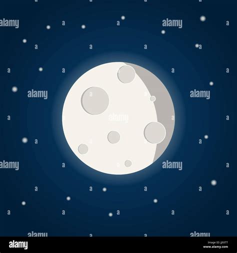 Luna Con Estrellas En El Cielo Nocturno Con Estrellas En Estilo Plano