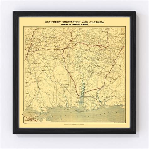 Vintage Map Of Alabama 1863 By Teds Vintage Art