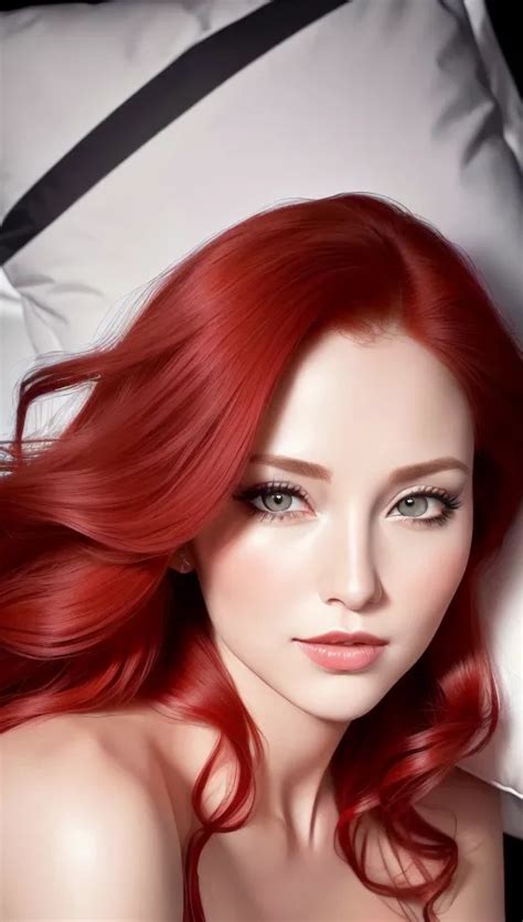 Dopamine Girl Portrait Solo Lady Red Wavy Hair Fairtyle Style Beautiful Eyes Beautiful