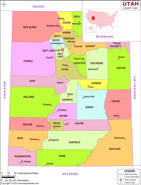 Utah Map Map Of Utah Ut State With County