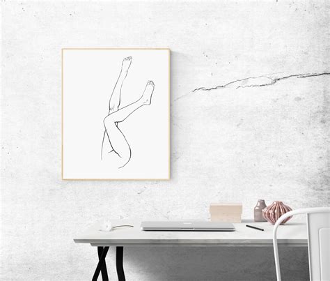 Nude Minimalist Line Art Nude Female Legs Printable Art Etsy UK