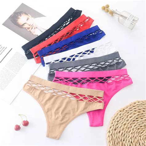 Sexy Cotton Panties Elastic Mesh Womens Underwear Seamless Underpants Hollow Breathable Sexy