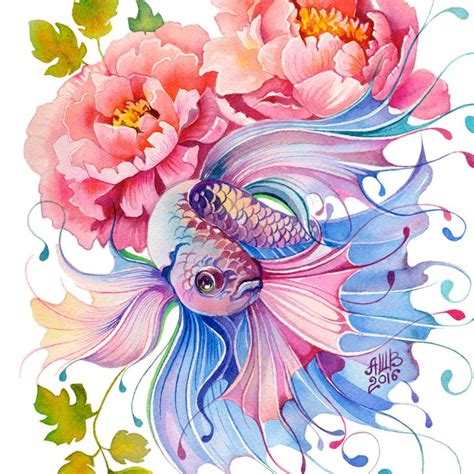Series Of Colorful Watercolor Illustrations Featuring Various Flowers