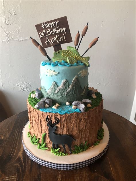 All cake toppers are made to order; Hunting & Fishing Birthday Cake - Adrienne & Co. Bakery ...