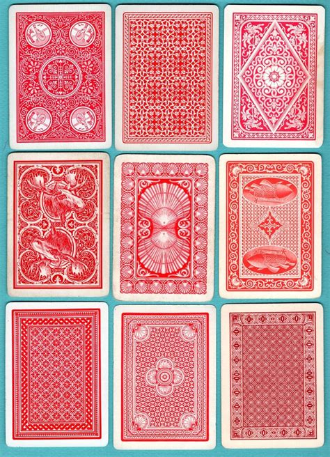 9 Single Swap Playing Cards Wide Red Toned Designs Vintage And Antique
