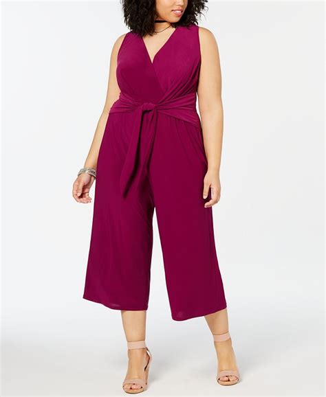 Love Squared Plus Size Tie Front Wide Leg Jumpsuit Macy S