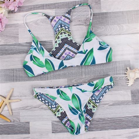 Kailindi Leaf Print Bikini Set Swimwear Women Bikinis Padded Swimsuit