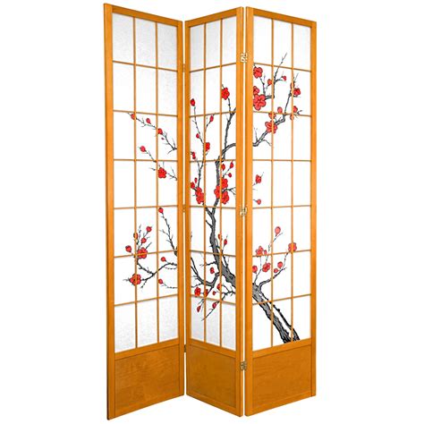 Oriental Furniture 7 Ft Tall Cherry Blossom Shoji Screen Honey 3