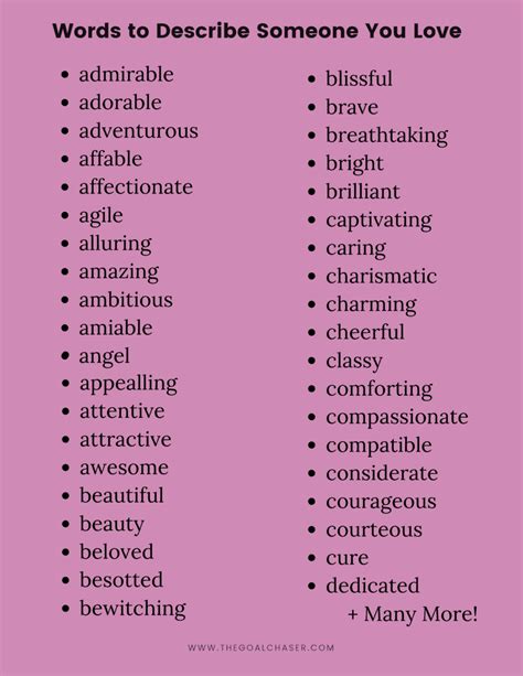 Words To Describe Someone You Love A List From A Z