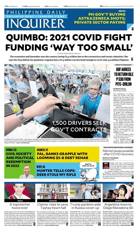 Todays Inquirer Front Page November 27