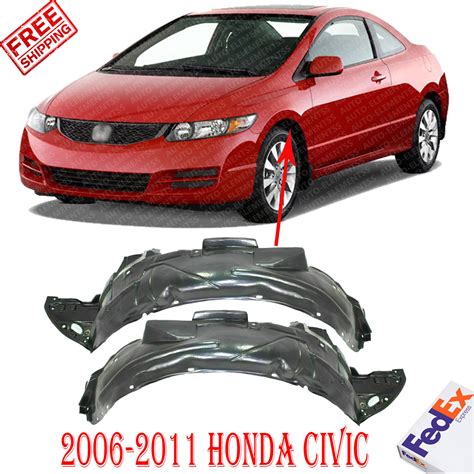 Set Of 2 NEW Front Splash Shield Fender Liner For 2006 2011 Honda Civic