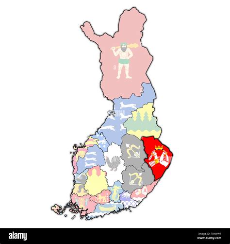 Territory Of North Karelia Region On Map Of Administrative Divisions Of