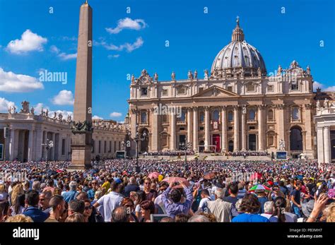 People Attending Sunday Mass At Saint Peters Basilica Vatican City