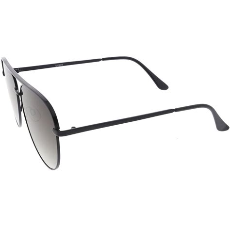 Classic Oversize Metal Aviator Sunglasses Neutral Colored Flat Lens 54mm Black Lavender