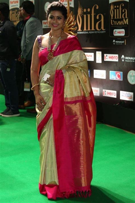 Actress Sneha In Yellow Saree And Sleeveless Blouse At Iifa Awards 2017
