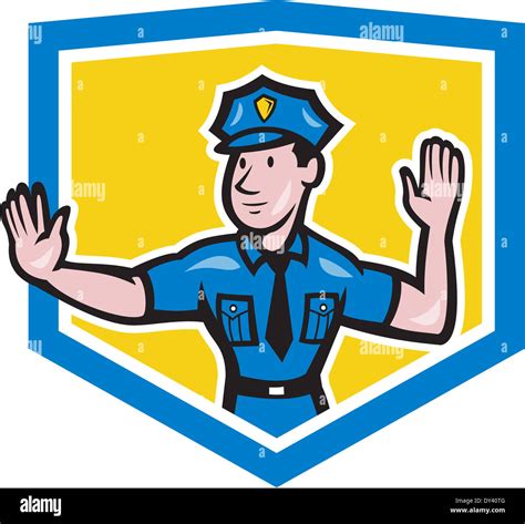 Illustration Of A Traffic Policeman Police Officer Making A Stop Hand