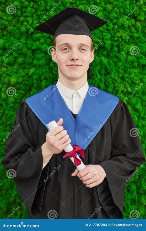 A Man In Graduation Gown Outdoors Stock Image Image Of Confidence
