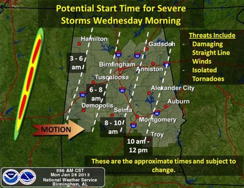 Severe Thunderstorms Could Hit West Alabama Early Wednesday Damaging