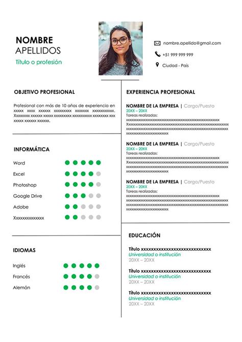 Descarga el modelo de curriculum vitae para rellenar gratis ? Modelo de Curriculum Vitae Perú en Word - Descargar CV Gratis