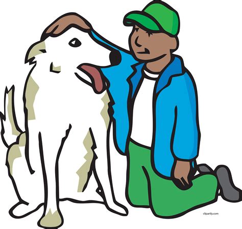 Download Boy Petting Dog Clipart Png Cartoon Petting A Dog Full