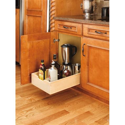 Rev A Shelf 14 In W X 562 In H 1 Tier Pull Out Wood Cabinet Organizer